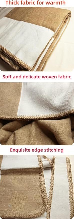 h Blanket Soft Throw Blanket Faux Fleece Cashmere Plaid Warm Shawl Thick Knitted Plush Cozy Comfy for Women Throw Blanket for Sofa Couch Bed Queen King Size 55x66 in (Orange)