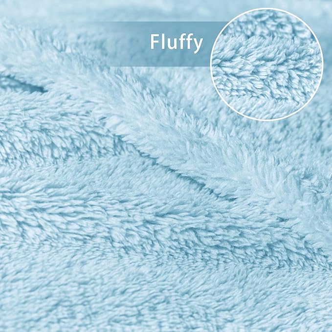 Exclusivo Mezcla King Size Blanket for Bed, Super Soft Velvet Plush Fleece Blankets, Fuzzy Cozy and Warm for Winter, 90x104 Inches, Light Blue