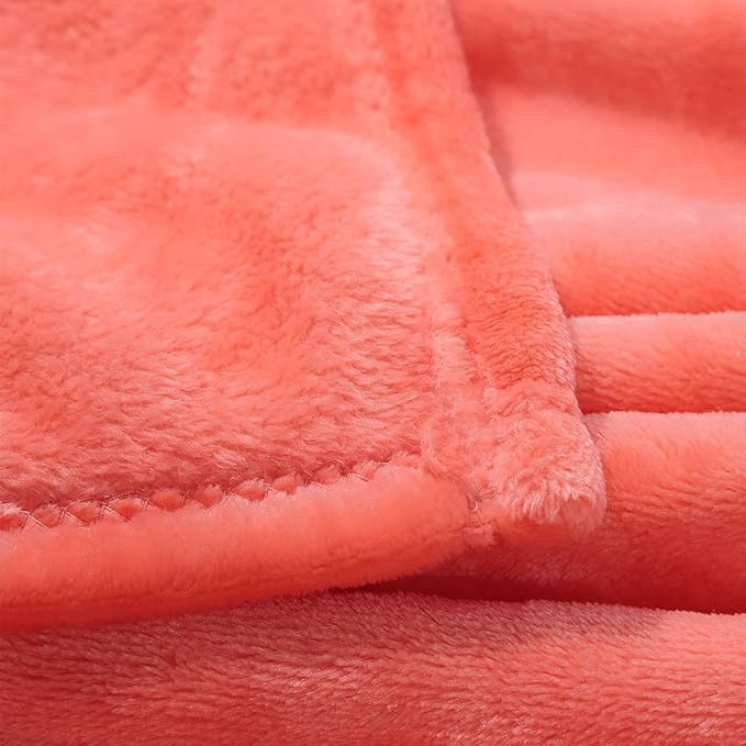 NANPIPER Fleece Blankets, Super Soft Flannel Queen Size Blanket for Bed, Luxury Cozy Microfiber Plush Fuzzy Blanket,Living Coral