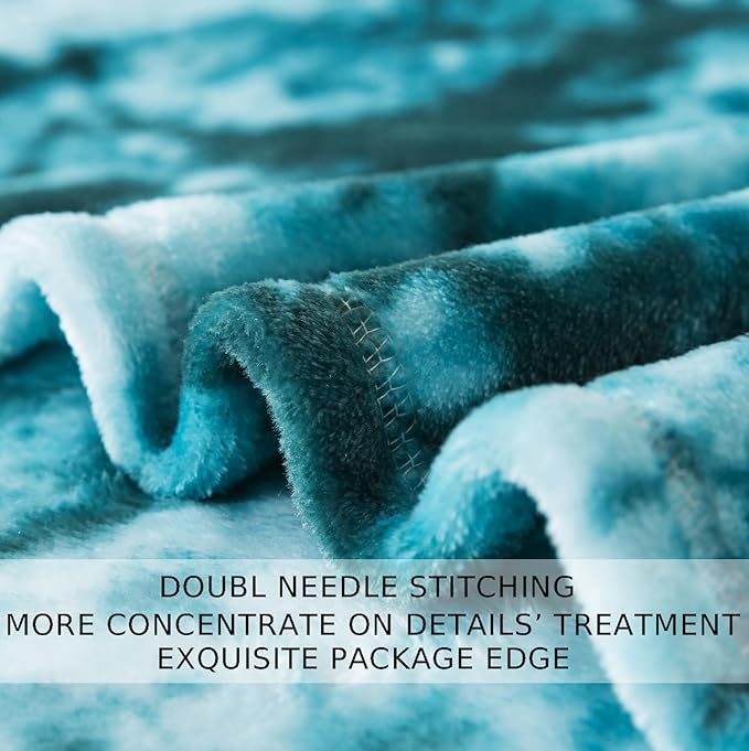 HOZY Fuzzy Throw Blanket Travel Size - Teal, Soft and Comfy, Plush and Furry Faux Fur, Reversible Throw Blankets for Sofa and Bed, 50x60 Inches,Teal
