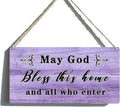 Christian Home Decor God Bless This Home Sign - Blessed Signs Entry Way Wall Decor, Christian Housewarming Gifts, Front Door Decorations, May God Bless This House and All Who Enter Sign 6x12 Inch