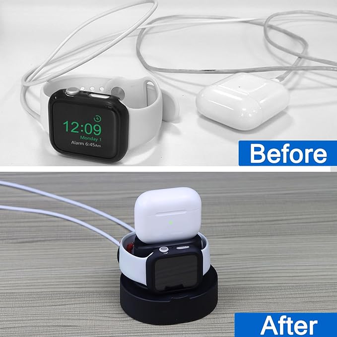 SOKUSIN Stand for Apple Watch Charger - iWatch AirPod 2 in 1 Charging Stand Holder Dock Compatible with Apple Watch Series 10 9 8 Ultra2 Ultra SE2 SE 7 6 5 4 3 2 and AirPods 1/2/3/Pro (Black)