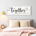 And So Together They Built A Life They Loved Decorative Rustic Sign & Plaque Framed Wall Art for Couples, 40''×15' Wooden Long Wall Decor Above Bed, Vintage Horizontal Farmhouse Wedding Gift