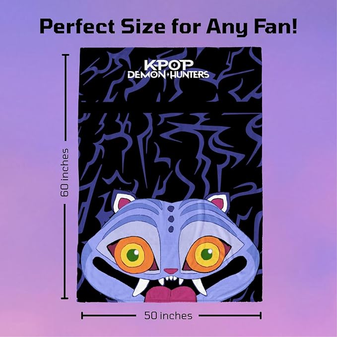 Jay Franco Kids Plush Throw Blanket – Ultra Soft Cozy Plush Fleece for Bed, Couch, Sofa, Home Décor, Official Licensed Derpy, Black - Kpop Demon Hunters, 50x60 - Large Throw