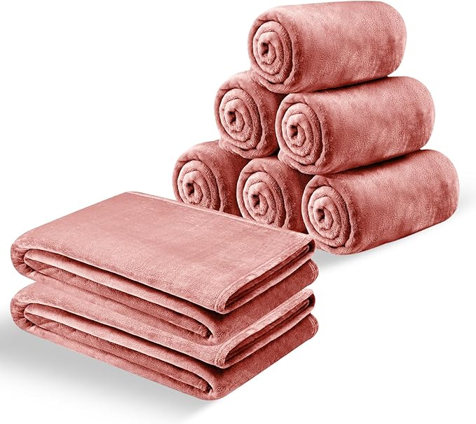 MOONLIGHT20015 Fleece Blanket Queen Size 8 Pack - Soft Fluffy Baby Pink Throw Blanket for Couch & Sofa, Lightweight Luxury 400 GSM Microfiber Fuzzy Bed Blankets and Throws (90 x 90 Inches, Queen)
