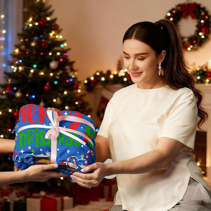 Blue Cute Christmas Blankets and Throws for Adults/Women/Boys/Kids, Holiday Fleece Throw Blanket for Couch/Sofa, Holiday Decor, Christmas Decorations/Gifts 40"x 60"