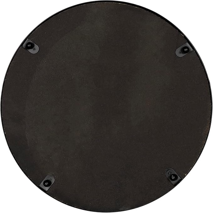 Stratton Home Decor Metal and Wood Round Tray | Wooden Coffee Table Tray Decor for Empty Table Surfaces | Decorative Round Serving Tray with Handles