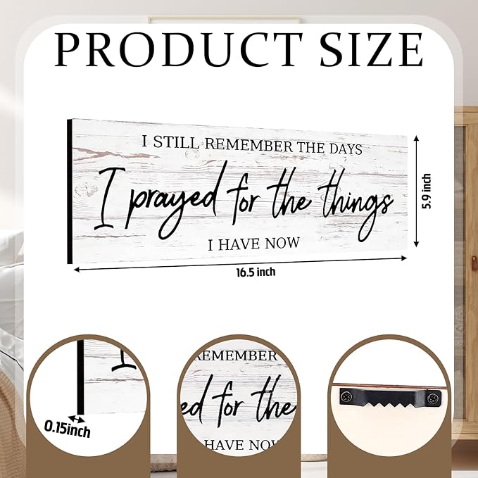 Jetec Farmhouse Bible Verse Scripture Wall Signs, I Still Remember The Days I Prayed for The Things I Have Now Wooden Plaque Decor for Church Home Christian Wall Art Decor