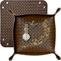 UnionBasic Small Valet Tray, Jewelry Tray for Rings Watches Earrings, Entryway Catchall Caddy for Coins Keys Change, Nightstand Bedside Valet Holder, Trays for Electronic Gadgets, Woven Coffee