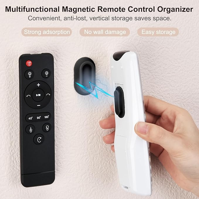 Magnetic Remote Control Holder Wall Mount 4 Pack Soft Silicone Remote Control Caddy with Strong Adhesive Remote Holder - Black