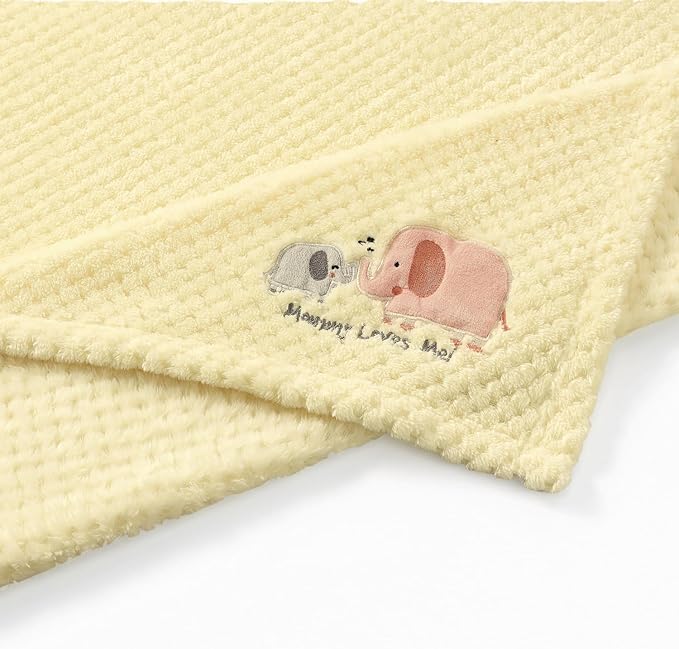 CREVENT 2Pcs 30''X40'' Cute Cozy Fluffy Warm Baby Blankets for Infants Toddlers' Bedding Crib Cot Stroller - Grey Cloud + Elephant