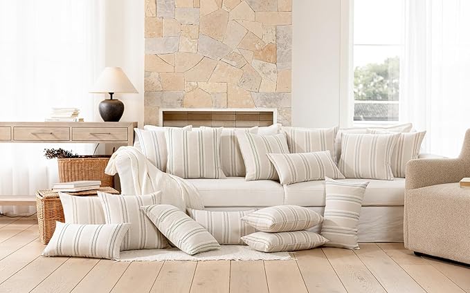 Hckot Throw Pillow Covers 24x24 Set of 2 Charcoal Pillow Covers Farmhouse Decorative Pillows Textured Linen Square Cushion Covers for Sofa Couch Bed Living Room Decor(Charcoal)