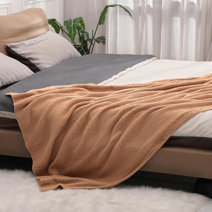 bearberry Super Soft Fluffy Throw Blanket Lightweight Cozy Warm Bed Blankets for Couch Sofa Bed All Season (Camel, 60”x80”)