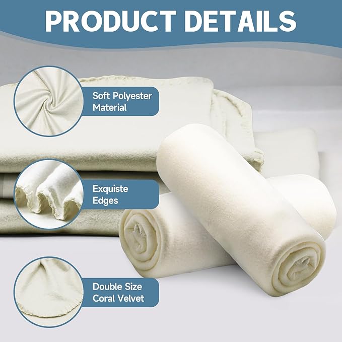 12PCS Fleece Throw Blankets Bulk 60 x 50 in Soft Blankets Fabric Warm Lightweight Wool Blanket Cozy Coverlet for Beds Sofas Home Wedding Season and Valentine's Day(Beige)