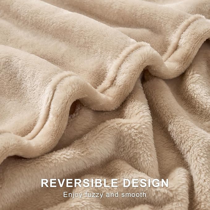 Hansleep Fleece Light Camel Throw XL Blanket, Super Soft Flannel Fuzzy Plush Cozy Blanket for All Seasons, Light Camel, Throw XL 50x70 Inches