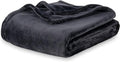 Berkshire Blanket Classic VelvetLoft® Solid Bed Blanket Queen Size,Lightweight Soft Fuzzy Plush Blanket for Bed and Couch,Black,90x90 Inches