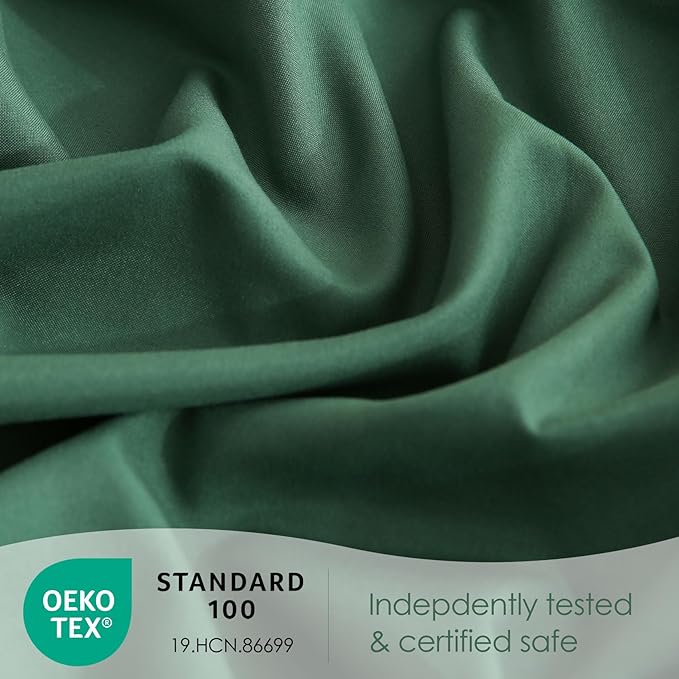 JSD Hunter Green King Sheet Set with Side Pocket Corner Straps, 4 Piece Soft Microfiber Bed Sheets Extra Deep Pocket