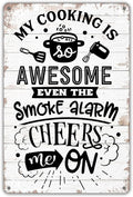 QIONGQI Funny Kitchen Quote My Cooking is Awesome Metal Tin Sign Wall Decor Retro Kitchen Signs with Sayings for Home Kitchen Decor Gifts