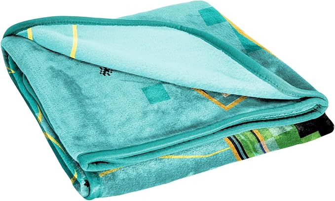Jay Franco Kids Plush Throw Blanket – Soft & Cozy Fleece Throw for Bedroom & Couch Décor, Official Licensed Product, Teal - Minecraft, 46x60 - Throw Blanket