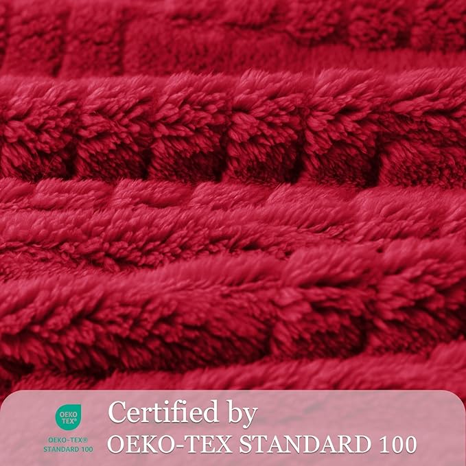 Whale Flotilla Lightweight Fleece Throw Blanket for Couch, Fuzzy Soft Blankets with Decorative Jacquard Pattern for All Season, Warm and Fluffy, 50x60 Inch, Red