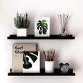 Long Floating Shelves for Wall Decor, Long Wall Mounted Storage Shelf for Bedroom, Living Room, Bathroom, Kitchen, Nursery, Display Picture Ledge Shelf with Lip Set of 2-24 Inches, Black