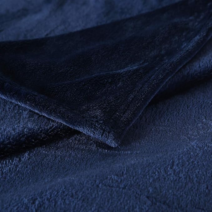 TASTHROW Large Flannel Fleece Throw Blanket, 50×70 Inch - Cozy Lightweight Thick Blanket - All Seasons Suitable for Women, Men and Kids (Two Pack, Navy)
