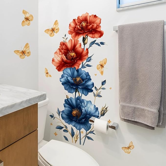 TUOKING Flowers Wall Stickers Decor,Removable Wall Murals Peel and Stick Modern Wall Art Decal Home Decor for Kitchen,Bedroom,Living Room(h27)