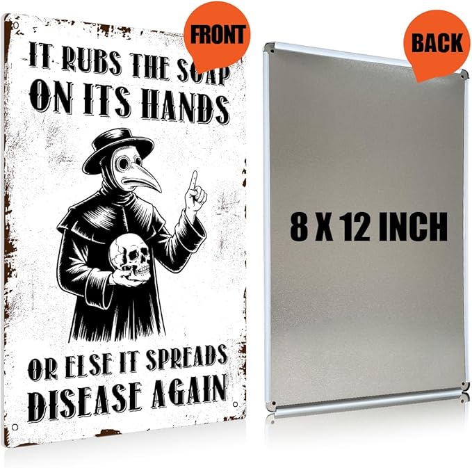 Funny Wash Your Hand Plague Doctor Gothic Tin Decor Wall Decor Guest Wall Decor Art Metal Tin Sign In The Bathroom Bedroom 8 X 12 Inch