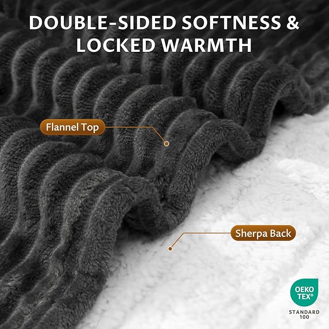 Reaks Electric Heated Blanket Twin, Silky Soft Flannel & Sherpa Twin Electric Blanket with 9 Heat Levels & 2-10 Hours Auto Off, Warm Gifts for Women Mom Grandma, ETL Certified (62x84 inches, Grey)