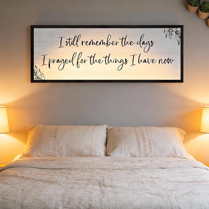 I Still Remember the Days Framed Wall Art - 40x15 Inch Wooden Inspirational Quote Sign, Gratitude & Faith-Inspired Home Decor for Living Room Bedroom Entryway, Black