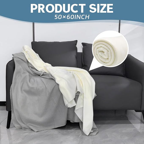 12PCS Fleece Throw Blankets Bulk 60 x 50 in Soft Blankets Fabric Warm Lightweight Wool Blanket Cozy Coverlet for Beds Sofas Home Wedding Season and Valentine's Day(Beige + Light Gray)