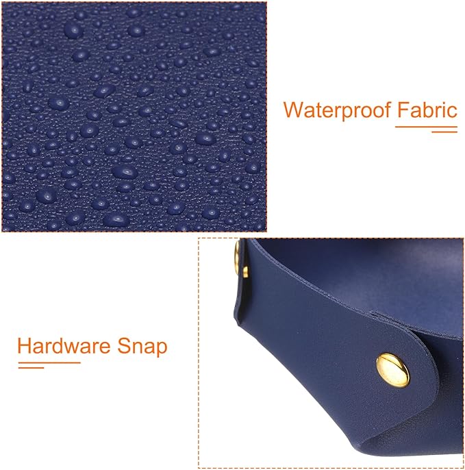 uxcell 2 Pcs Valet Tray for Women and Men, PU Leather Jewelry Tray Entryway Table Bedside Nightstand Catchall Storage Organizer for Jewelry Key Coin Watch Wallet (2 Size, Dark Blue)