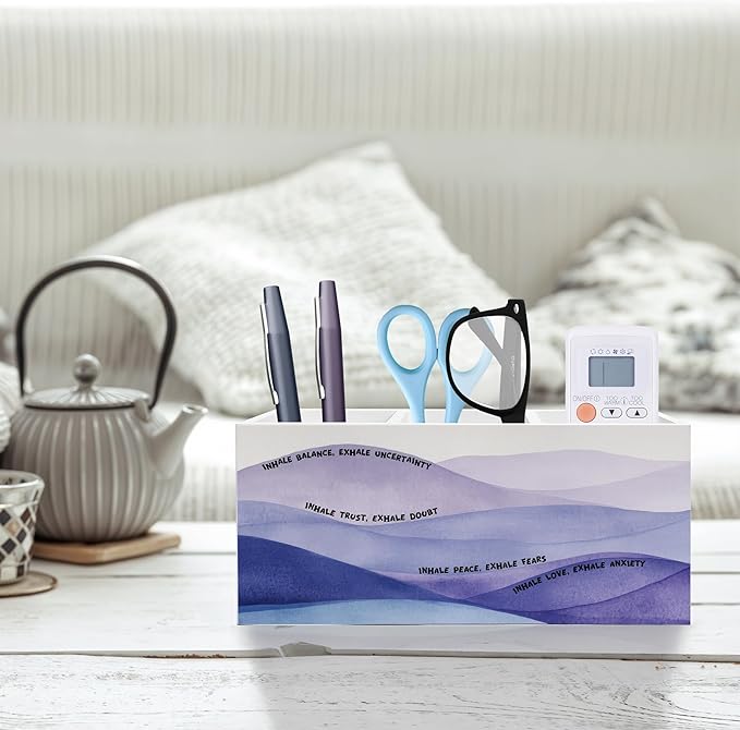 Inhale Exhale Meditation Mental Health Pen Pencil Holder, Therapy Office Decor, Inspirational Pencil Pen Holder Organizer for Meditation Room Counseling Office Desk Accessories