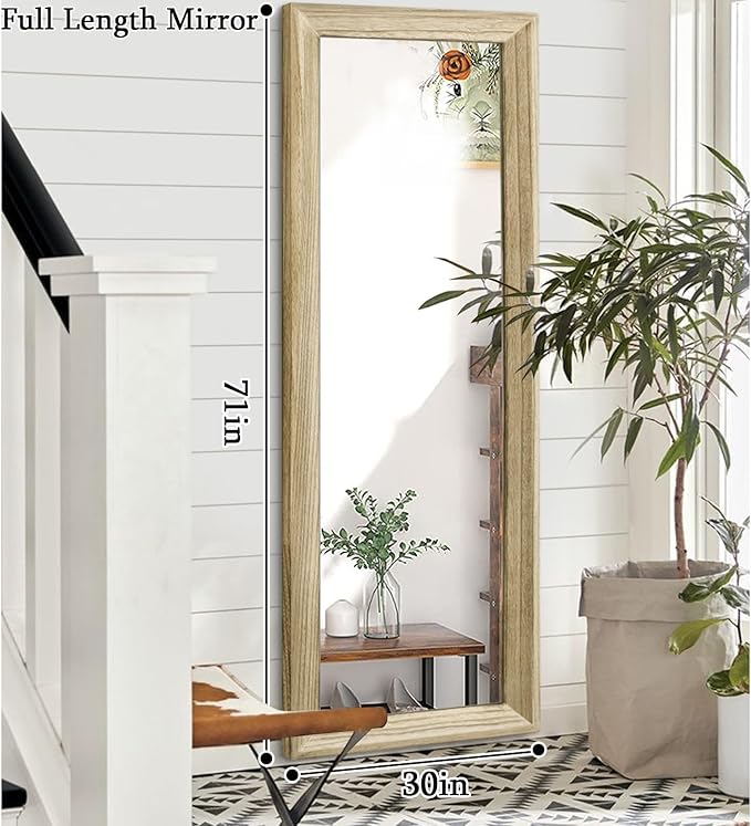 AAZZKANG Full Length Door Mirror Wooden Frame Large Mirrors for Wall 71"x30" Rectangular for Bedroom Living Room Bathroom Dressing Room Entryway