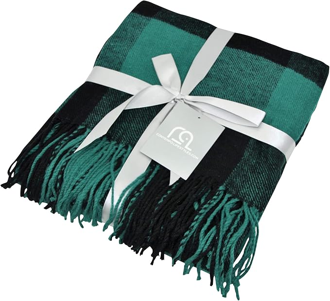 Blankets - Buffalo Plaid Throw Blanket - Decorative Classic Blanket - Comfortable and Ultra-Soft - Lightweight & Indoor Outdoor Blanket - Ideal for Living Room, Couch, Travelling Good for All Seasons