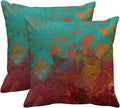 Britimes Throw Pillow Covers Modern Home Art Decor, 16 x 16 Inches Set of 2 Pillow Cases Decorative, Abstract Oil Painting Pillowcases for Bedroom, Living Room, Cushion Couch Sofa, Turquoise Orange