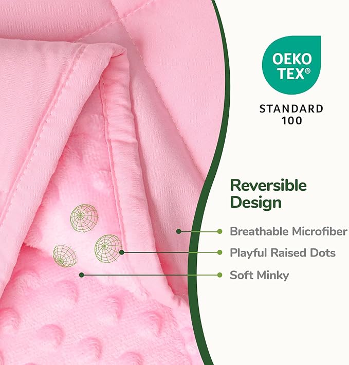 Sivio Weighted Lap Blanket, Minky Dots Weighted Blanket,Soft and Cozy Cooling Heavy Blanket, Calm and Nap, School and Home,2lbs 20 x 30inches, Pink