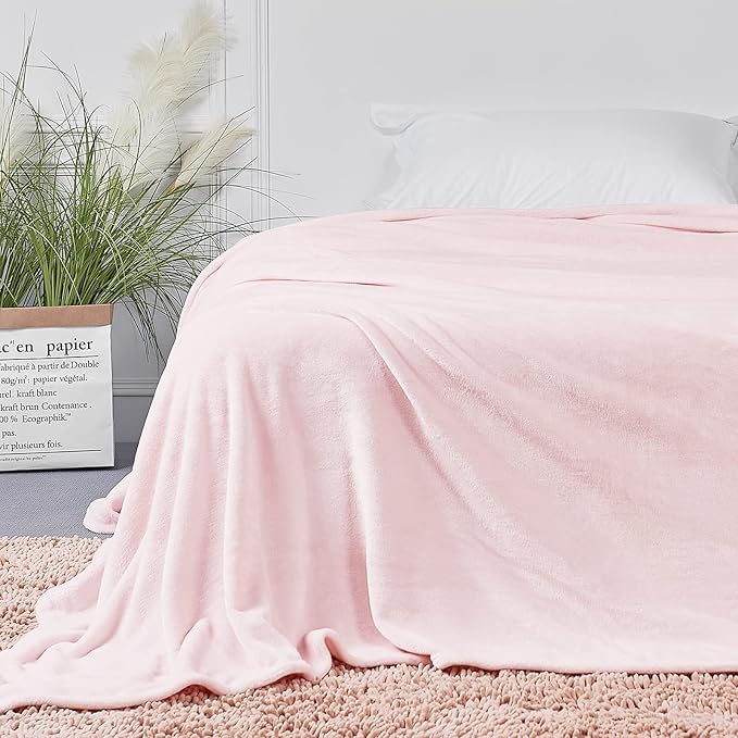 StangH Fleece Baby Blankets Twin Size, Super Soft Cozy Flannel Blanket for Couch, Lightweight Fuzzy Bed Blanket, Moving Blanket for Picnic/Travel, (Twin Size 60 x 80, Pink)