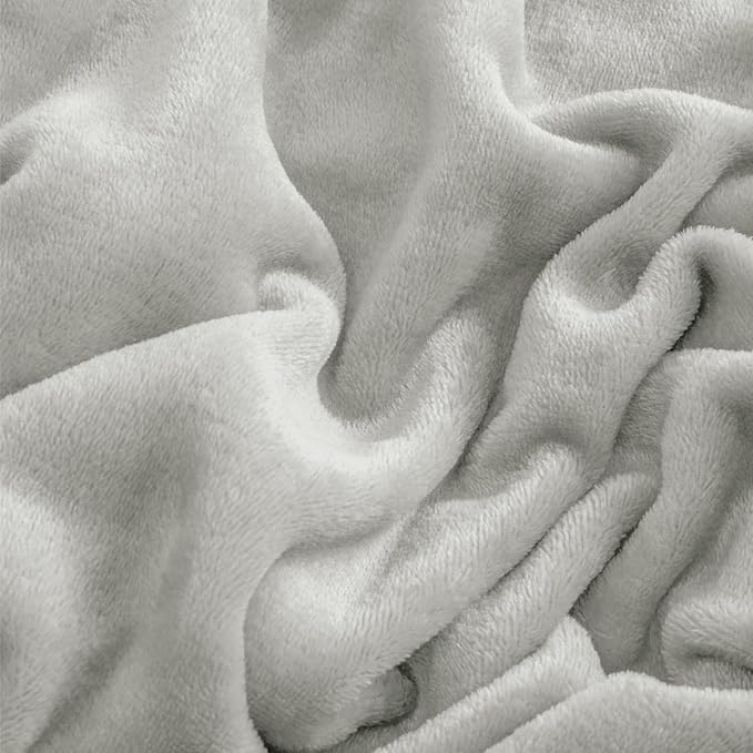 BEDELITE Flannel Sheets Full Size Light Grey - Super Soft Fleece Sheets Set Fluffy Extra Plush, 4 Piece(Include Fitted Sheet, Flat Sheet, 2 Pillowcases)