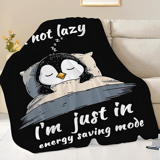 Penguin Blanket for Girls Women Boys Men Adults Kids Soft Cozy Fleece Sleeping Penguin Throw Blankets Gifts Warm Flannel Plush Lightweight Decor for Couch Bed Sofa 80"X60"