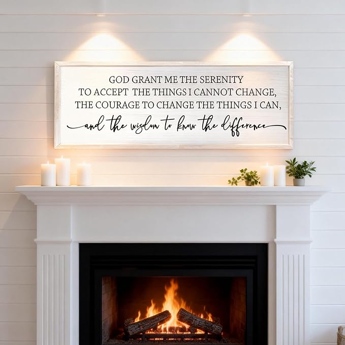 Serenity Prayer Rustic Bible Verse Framed Wall Art, 40''×15'' Religious Christian Saying Sign for God Jesus Christ Prayer, Vintage Positive Horizontal Holy Inspirational Catholic Scripture Gift Decor