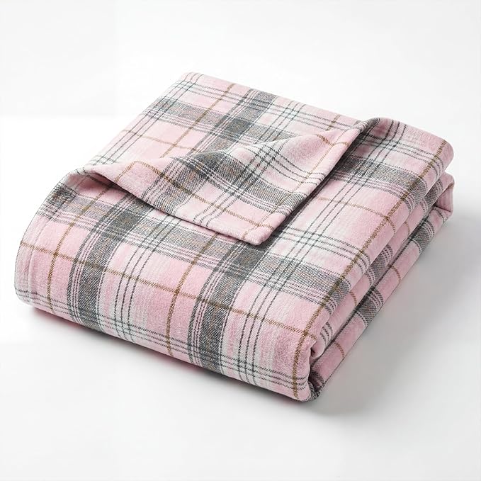 Horaldaily Pink Grey Farmhouse Plaid Spring Decorative Blanket Throw, Spring Summer Rustic Soft Lightweight Blanket for Couch Sofa Bed Lounging Decoration, Ideal Gifts for Kids Adults Self, 50x60