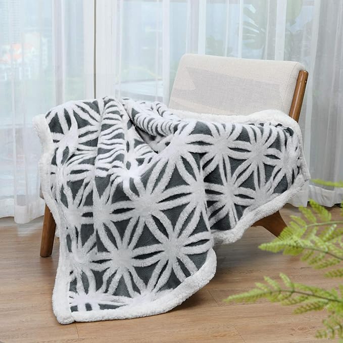 LOMAO Sherpa Fleece Blanket Easter Gifts for Mom Cozy Soft Throw Blanket for Women Men Dual Sided Couch Sofa Bed Blanket (Dark Grey, 90''x90'')