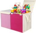 Toy Box Chest, Collapsible Sturdy Storage Bins with Lids, Extra Large Kids Toy Storage Organizer Boxes Bins Baskets for Kids, Boys, Girls, Nursery Room, Playroom, Closet (Pink)