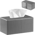 PUSU Plus Rectangular PU Leather Tissue Box Cover with Buckle Bottom - Modern Facial Tissue Dispenser Holder for Bathroom Vanity, Bedside Table, Bedroom, Office & Home Decor