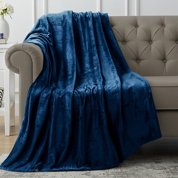 Utopia Bedding Fleece Blanket Throw XL Size Navy 300GSM Luxury Anti-Static Fuzzy Soft Microfiber Blanket for Couch, Sofa and Bed (70x50 Inch)
