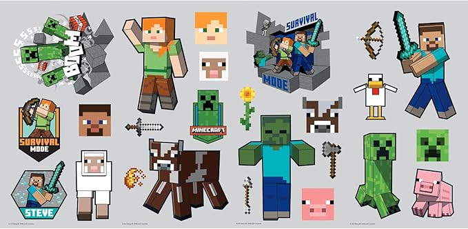 RoomMates RMK5366SCS Minecraft Characters Peel and Stick Wall Decals (Pack of 4)