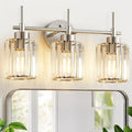 3 Light Crystal Bathroom Light Fixtures, Brushed Nickel Vanity Mirror Lights, Crystal Bath Vintage Wall Mounted Lamps Wall Light Fixtures for Bathroom, Living Room