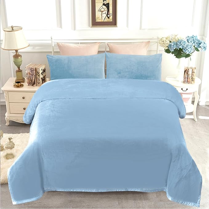 JYK Fleece Plush Blanket King Size 85'' x 95'' - Premium Silky Flannel Fleece Blanket 4.4 LB, Lightweight and Fluffy Cozy Plush Comfy Microfiber Fleece Blanket for Couch Sofa Bedroom, Light Blue
