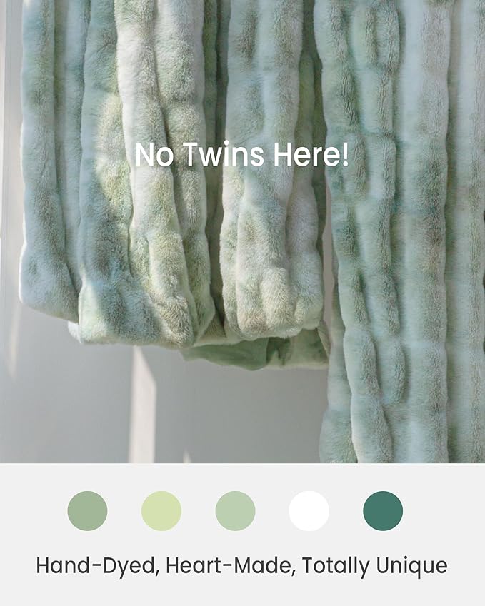 Ultra Soft Faux Rabbit Fur Throw Blanket, Cozy Fuzzy Blanket for Couch Bed, Plush Warm Decor Gifts, Luxury Thick Fluffy Blanket for Women, 60x80 inches, Tie-Dyed Sage Green